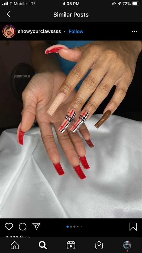 red burberry nails|burberry aesthetic.